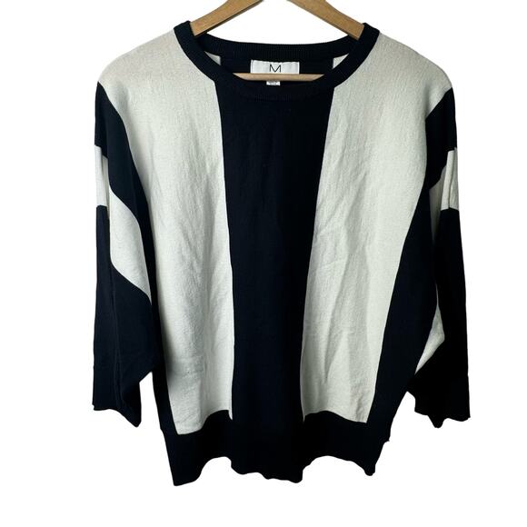 Magaschoni Navy & White Dolman Sleeve Sweater | Size Medium - Picture 1 of 6